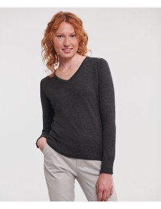 R-R-710F-0-Ladies V-Neck Knitted Pullover 2